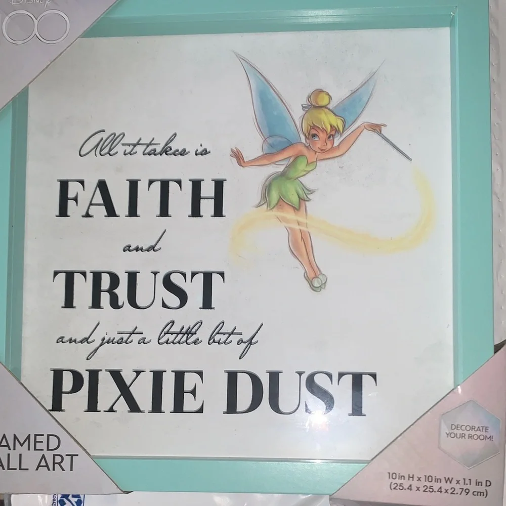 Disney Tinker Bell Wall Art - Mint, Blue, Yellow 100years collection